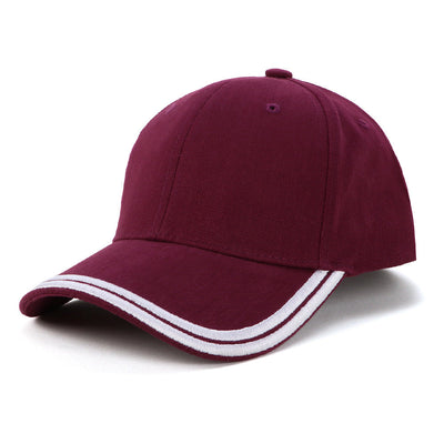 AH030 HBC heavy brushed cotton cap in maroon with white brim stripes