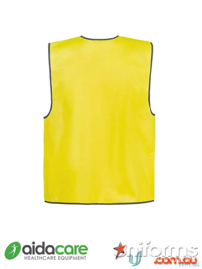 Yellow safety vest from Aidacare EMBx1 HiVis Vest, ideal workwear and uniforms