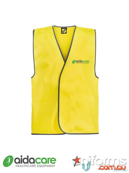 Yellow safety vest from Aidacare EMBx1 HiVis workwear ideal for work uniforms