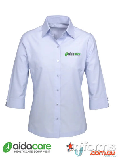 Light blue ladies ambassador shirt from Aidacare EMBx1 for a stylish ladies ambassador look