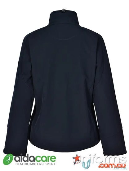 Black softshell jacket from Aidacare EMBx1, perfect for uniforms or workwear