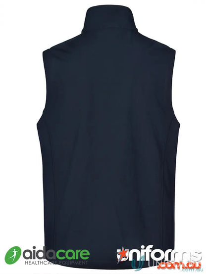 Navy blue Aidacare EMBx1 Unisex Softshell Vest with 4-way stretch for workwear or uniforms