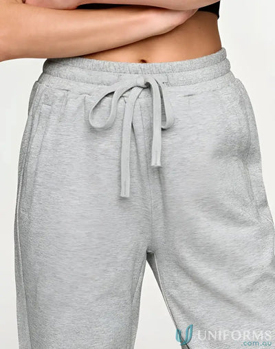 Gray heathered airlayed CVC sweatpants with drawstring waistband and side pockets perfect for workwear uniforms