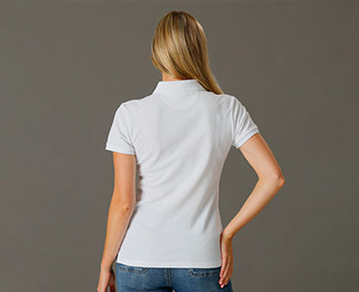 AIRLIE mens short sleeve polo in white classic pique fabric