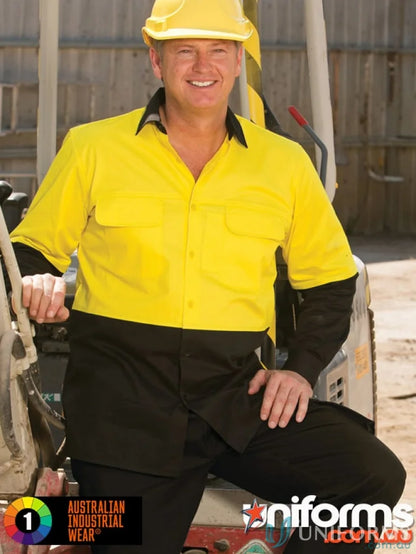 Craftsman wearing AIW Easy Breeze Safety Shirt showing spirit AIW safety features