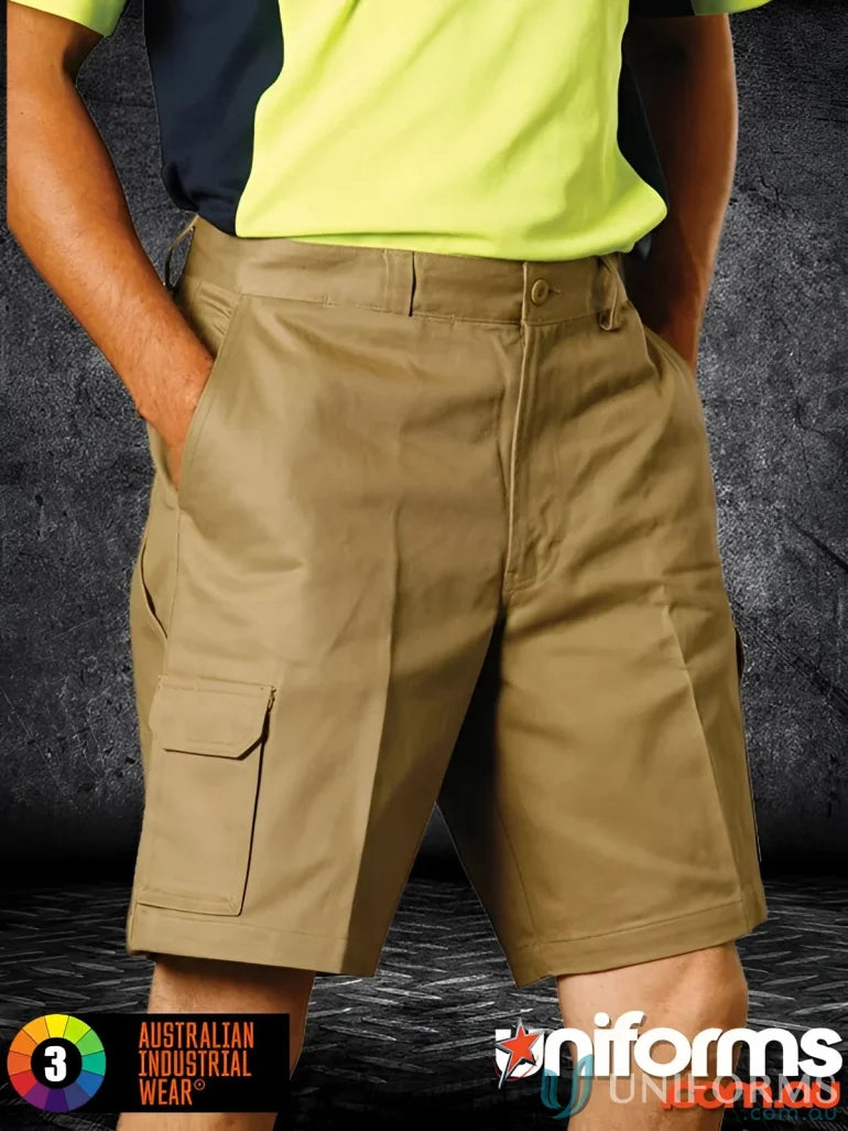 Khaki AIW Heavy Cotton Drill Cargo Shorts for a durable, pre-shrunk drill feel
