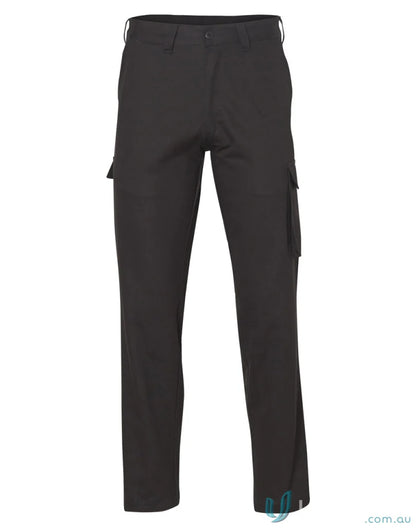 Men’s black cargo pants with side pockets, AIW heavy cotton pre-shrunk drill pants