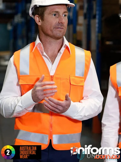 Orange safety vest AIW HiVis 3M Taped Vest with ID Pocket showing winning spirit style