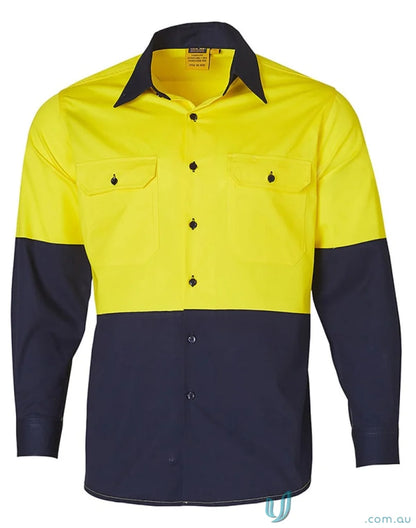 Two-tone long-sleeved cotton twill safety shirt from Winning Spirit AIW for work