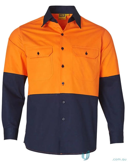 Orange and navy blue cotton twill safety shirt from Winning Spirit AIW