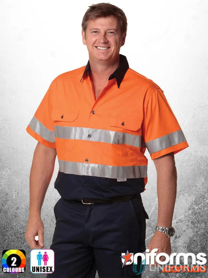 Orange and navy HiVis CoolBreeze safety shirt with 3M tape for a winning spirit AIW vibe