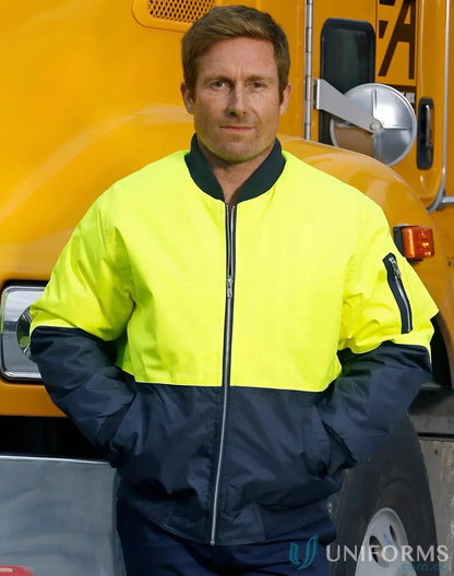 Two-tone high-visibility bomber jacket from AIW HiVis Flying with winning spirit sw06a design