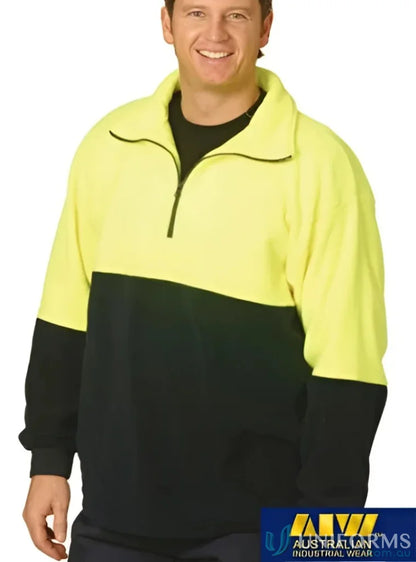 Two-tone Hi-Vis Polar Fleece Half Zip Pullover for visibility and warmth