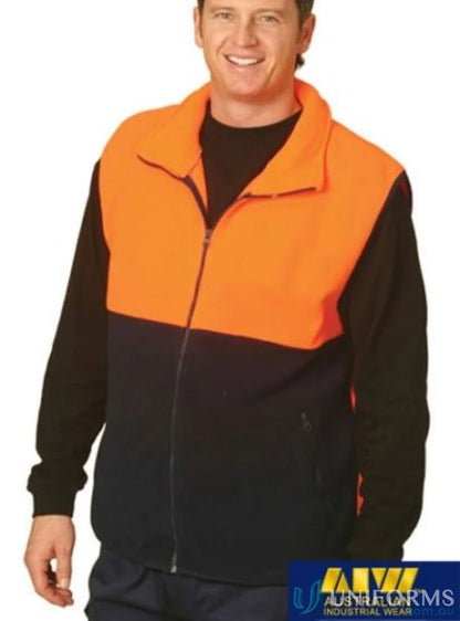 Orange and black AIW HiVis Polar Fleece Vest with winning spirit sw08 anti-pill two tone design