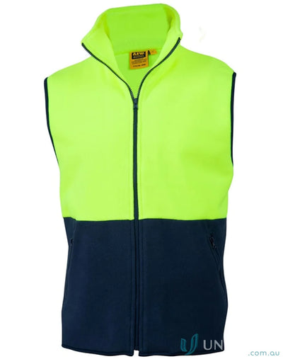 AIW HiVis Polar Fleece Vest with hi-vis two-tone design, winning spirit sw08, anti-pill fleece