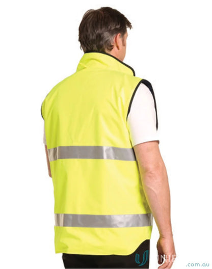 Yellow safety vest with reflective stripes from AIW HiVis Reversible Safety Vest, perfect for visibility