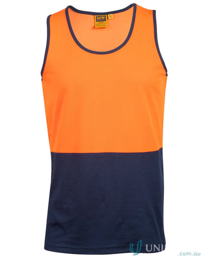 Orange and navy blue tank top from AIW HiVis line, perfect for winning spirit aiw