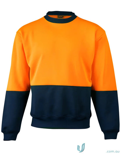 Two-tone orange and navy blue crew neck windcheater from Winning Spirit AIW Hiviz Hurz