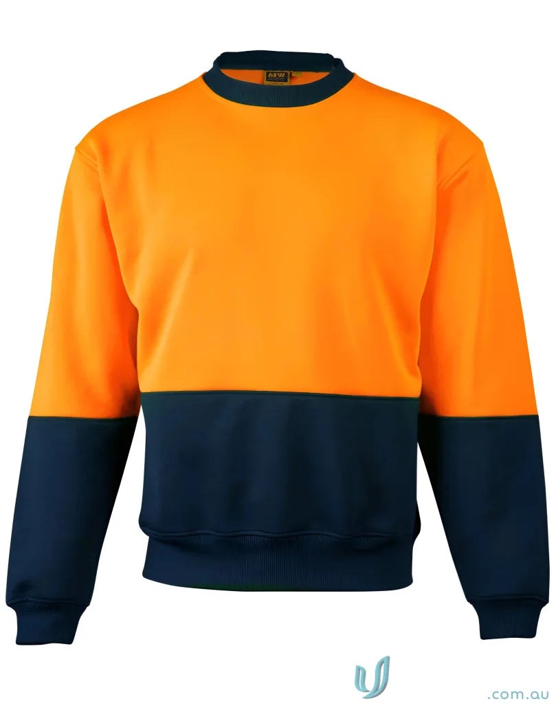 Two-tone orange and navy blue crew neck windcheater from Winning Spirit AIW Hiviz Hurz