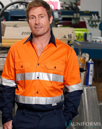 Orange and navy blue spirit aiw reflective safety shirt SW68 long sleeve for work