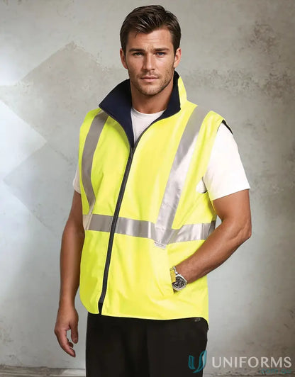 Yellow safety reflective vest with reflective stripes from Winning Spirit AIW for work environments