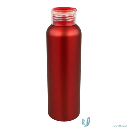 Red metal water bottle from Aland 600ml Aluminium Water Bottle with Flip-Open Holder