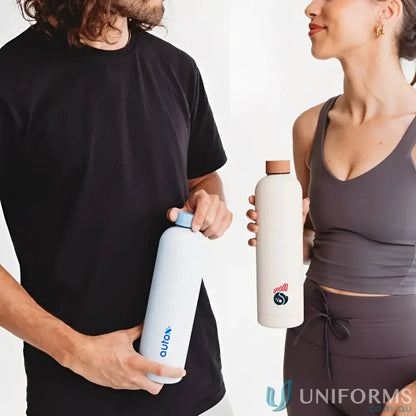 Two Allegra 1L Stainless Steel Insulated Bottles Fit in Car Cup Holders