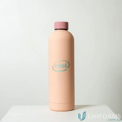Peach-colored Allegra 750ml Stainless Steel Vacuum Insulated Drink Bottle with Pink Lid