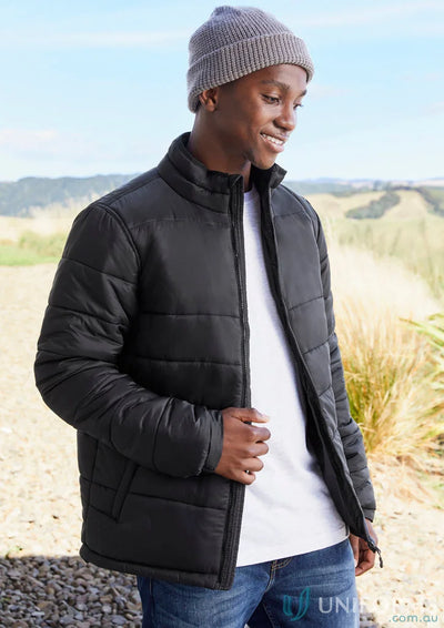 Alpine Puffer Jacket from Biz Collection with gray beanie, made of recycled PET polyester