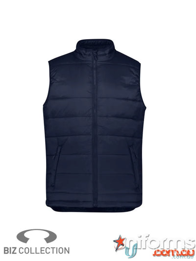 Navy blue puffer vest J211M Alpine Vest from Biz Collection Men’s for a sporty look