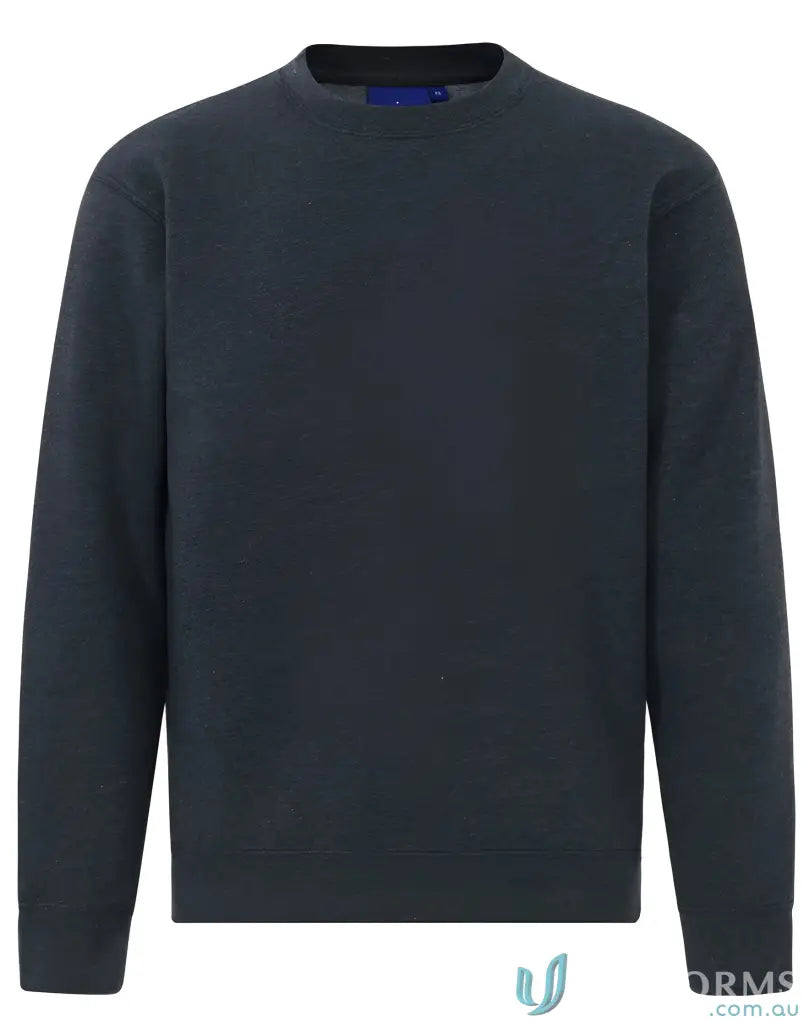 Dark gray American Style Fleece Sweatshirt with crew neck for casual uniforms