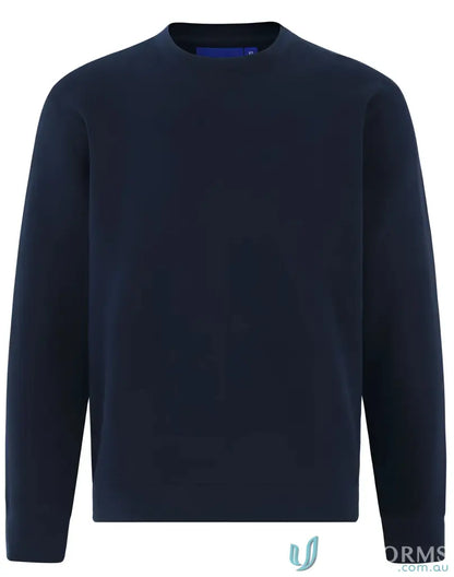 Navy blue long-sleeved fleece sweatshirt with crew neck from American Style Fleece Sweatshirt line
