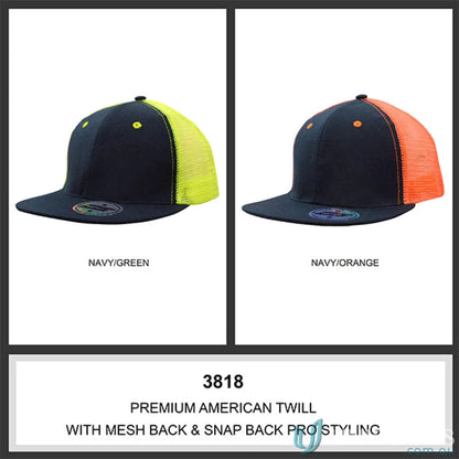 Two-tone baseball caps from American Twill Mesh Snapback, perfect for uniforms or workwear