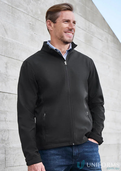 Black Apex Jacket J740M softshell with soft chin guard from Biz Collection Mens