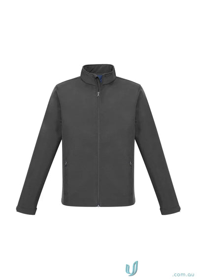 Charcoal-colored Apex Jacket J740M from Biz Collection Mens with soft chin guard