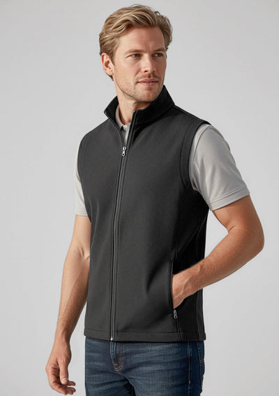 Black Biz Collection J830M Apex Softshell Vest zip-front fleece high collar pockets