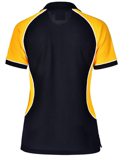 Black and yellow tri-colour short sleeve Arena Polo with white accents and sporty style