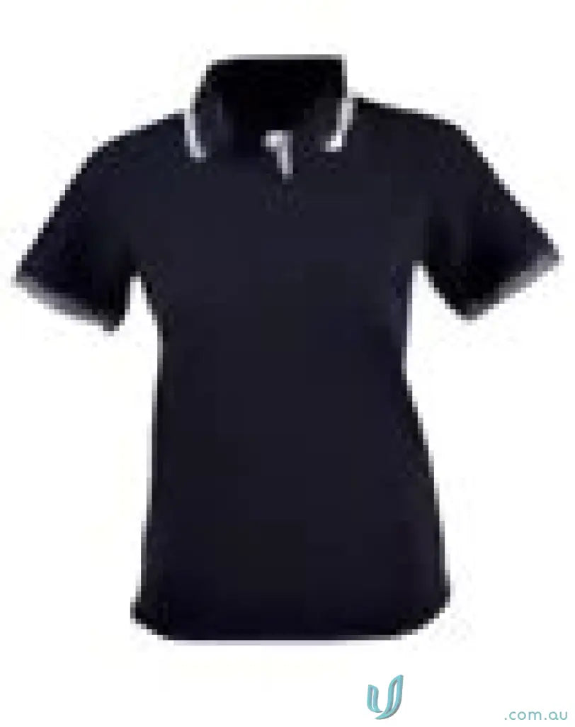 Navy blue polo shirt with white trim from Arjo Ladies Basic Polo, perfect for work uniforms