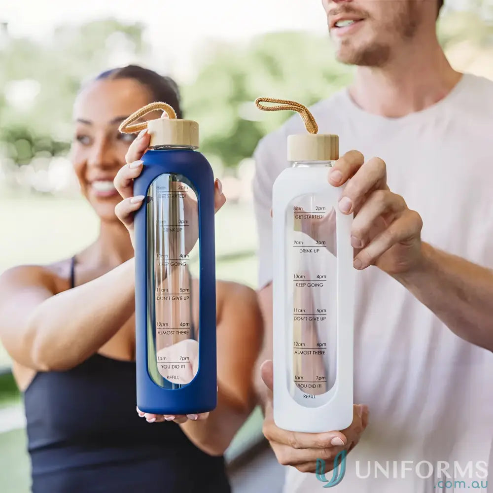 Motivational Arlo 1 Litre Borosilicate Glass Water Bottle with Silicone Sleeve