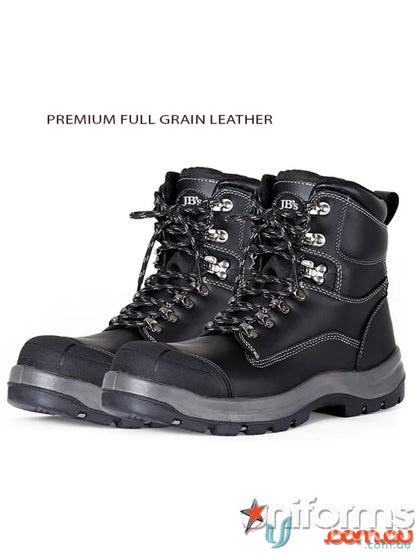 Black leather work boots with durable sole perfect for workwear and uniforms at Arctic Freezer Boot