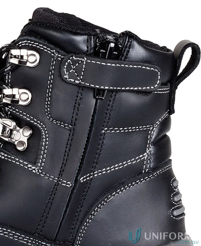 Black leather Artic Freezer Boot with zipper and durable sole for workwear and uniforms