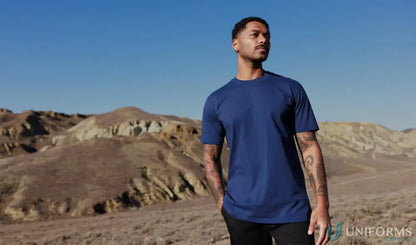 Navy blue AS Classic Tee in relaxed fit shirt made of soft combed cotton tee