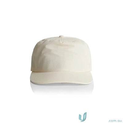 Light-colored recycled nylon surf cap with subtle texture and plastic snapback