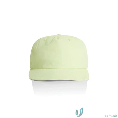 Light green recycled nylon surf cap with plastic snapback for versatile casual style