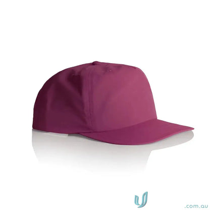 Magenta recycled nylon surf cap with soft unstructured crown and plastic snapback