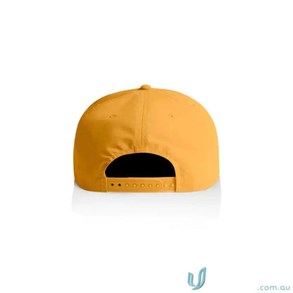 Mustard yellow recycled nylon surf cap with plastic snapback for casual style