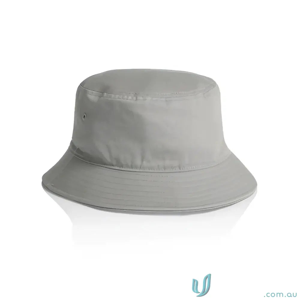 Light grey cotton bucket hat with reinforced brim and ventilation eyelets