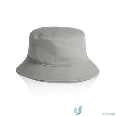 Light grey cotton bucket hat with reinforced brim and ventilation eyelets