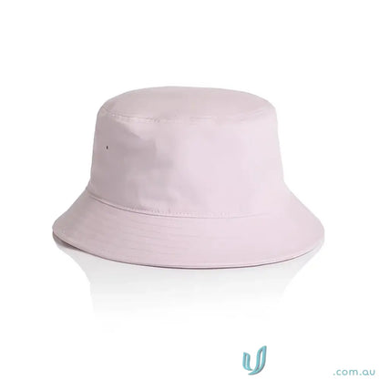 Light pink cotton bucket hat with reinforced brim and ventilation eyelet, lightweight feel