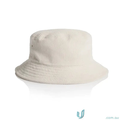 Cream-colored cord bucket hat made of 8-wale partridge cord for a stylish look
